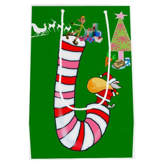 Elf Merry Christmas Gift Bags Mittlere Geschenktüte (Rückseite)