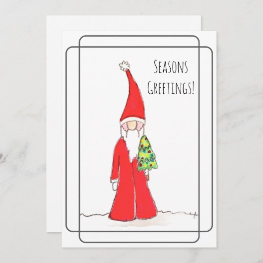 Elf mit Baum Feiertagskarte (Vorne/Hinten)