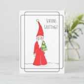 Elf mit Baum Feiertagskarte (Stehend Vorderseite)