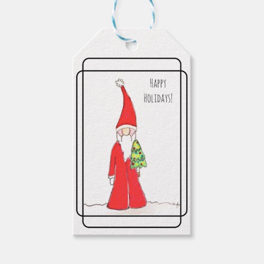 Elf mit Baum Geschenkanhänger (Vorderseite)