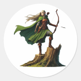 Elf mit Bow Runder Aufkleber