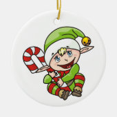 Elf mit Candy Cane Keramik Ornament (Vorne)