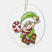Elf mit Candy Cane Keramik Ornament (Links)