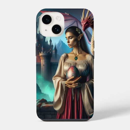 Elf mit Drachenei iPhone Hülle (Rückseite)