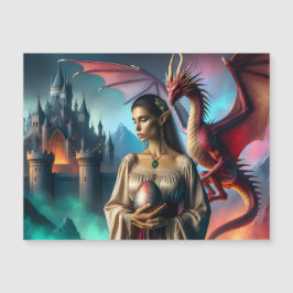 Elf mit Drachenei Magnetkarte