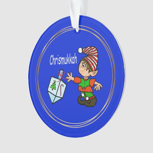 Elf mit Dreidel Chrismukkah Ornament (Vorderseite)