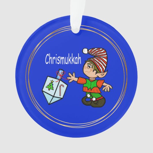 Elf mit Dreidel Chrismukkah Ornament (Vorderseite)