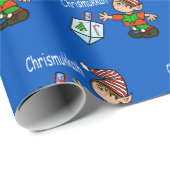 Elf mit Dreidel Wrapping Paper Geschenkpapier (Rolleneckpunkt)