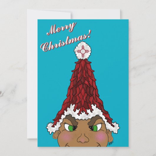 Elf mit einer Weihnachtsmannmütze aus einem Roten Einladung (Vorderseite)