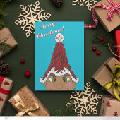 Elf mit einer Weihnachtsmannmütze aus einem Roten Einladung