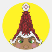 Elf mit einer Weihnachtsmannmütze aus einem Roten  Runder Aufkleber (Vorderseite)