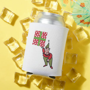 Elf Mit Geschenk Mit Punkten Getränkedose-Kühler Dosenkühler