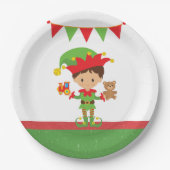 Elf mit Geschenken und weißem Hintergrund Pappteller (Vorderseite)
