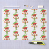 Elf mit Geschenken und weißem Hintergrund Seidenpapier (Handwerk)