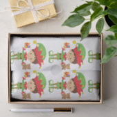 Elf mit Geschenken und weißem Hintergrund Seidenpapier (Geschenk)