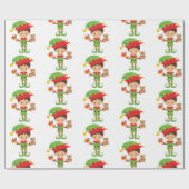 Elf mit Geschenken und weißem Hintergrund Wrapping Geschenkpapier (Flach)