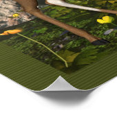 Elf mit Hirsch im Waldposter drucken Poster (Ecke)