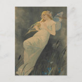 Elf mit Iris-Blume von Alphonse Mucha Postkarte (Vorderseite)