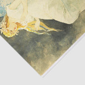 Elf mit Iris-Blume von Alphonse Mucha Seidenpapier (Ausschnitt)