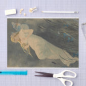 Elf mit Iris-Blüten von Alphonse Mucha Seidenpapier (Handwerk)