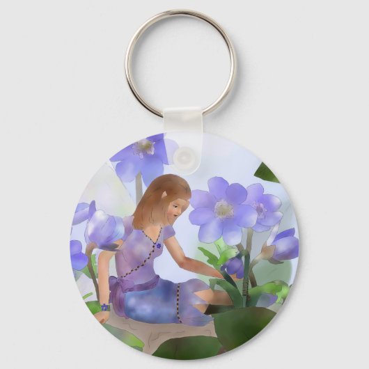 Elf mit Leberblümchen Schlüsselanhänger (Vorderseite)