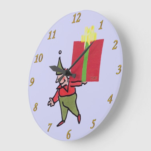 Elf mit lila Wanduhr mit Roter Box (Winkel)