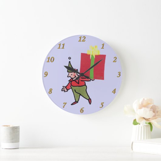 Elf mit lila Wanduhr mit Roter Box (Zuhause)