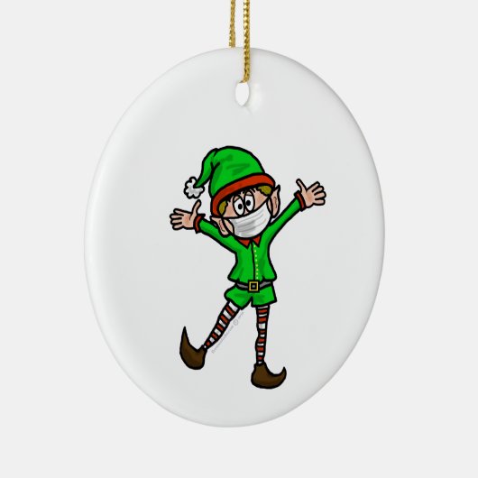 Elf mit Maske COVID-19 Weihnachtsschmuck (Rechts)