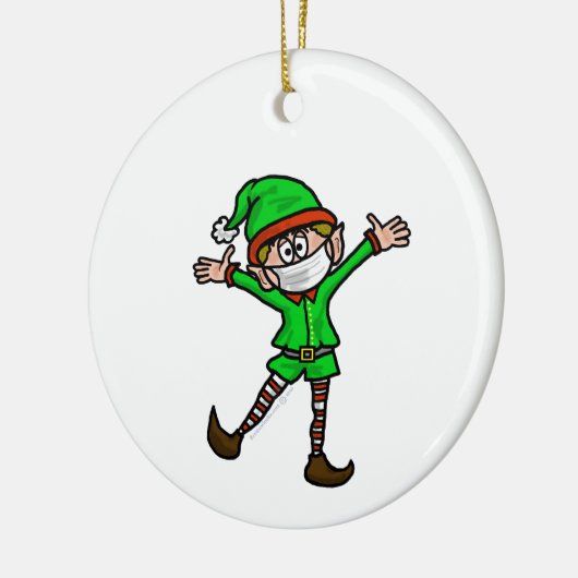Elf mit Maske COVID-19 Weihnachtsschmuck (Links)