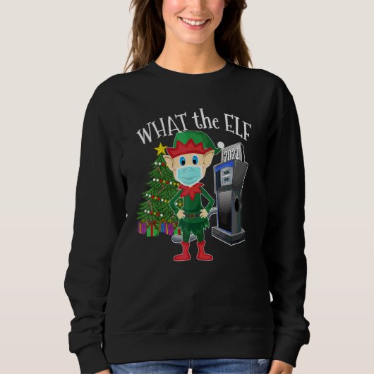 Elf mit Maske Teures Gas Was der Elf Sweatshirt (Vorderseite)