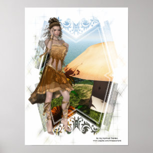 Elf mit Mushroom D1 Designs Poster Print