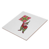 Elf mit Polk Dot Geschenk weiße große Keramik Kach Fliese (Seite)