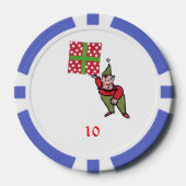 Elf mit Polka Dot Geschenk blau 10 gestreifter Pok Pokerchips (Vorderseite)