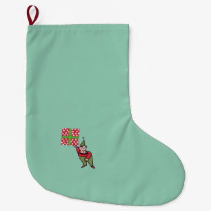 Elf mit Polka Dot Geschenk Weihnachtsweih Strumpf  Großer Weihnachtsstrumpf