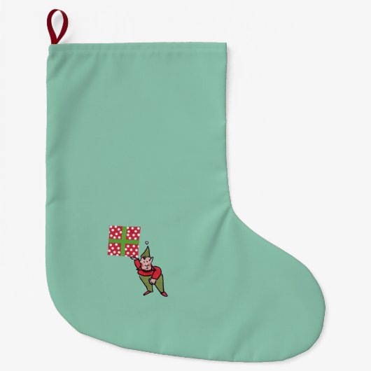Elf mit Polka Dot Geschenk Weihnachtsweih Strumpf Großer Weihnachtsstrumpf (Vorderseite)
