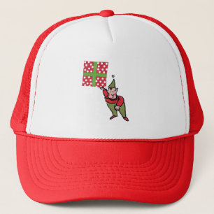 Elf mit Polka Dot Geschenkhut Truckerkappe