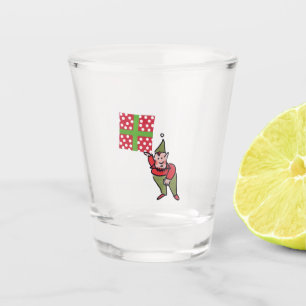 Elf mit Polka Dot Gift Klarglasscheibe Schnapsglas