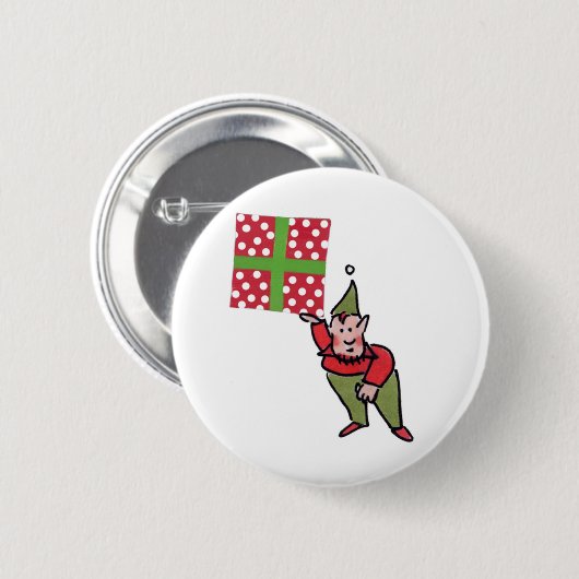 Elf mit Polka Dot Gift-Taste Button (Vorne & Hinten)