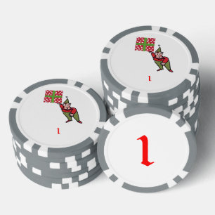 Elf mit Polka Dot Grauer 1 gestreifter Poker Chip