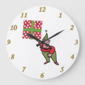 Elf mit Polka Dot Wandtuhr Große Wanduhr (Vorderseite)