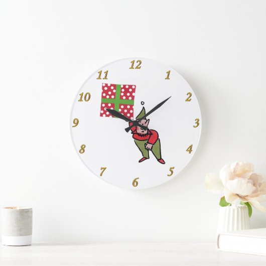 Elf mit Polka Dot Wandtuhr Große Wanduhr (Zuhause)