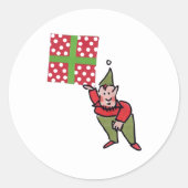Elf mit punktgeschenk weiße runde große Aufkleber (Vorderseite)