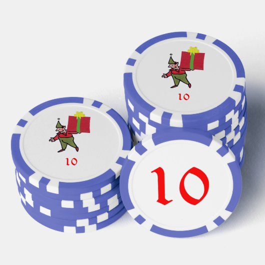 Elf mit Red Box Blue 10 gestreifter Poker Chip (Stapel)