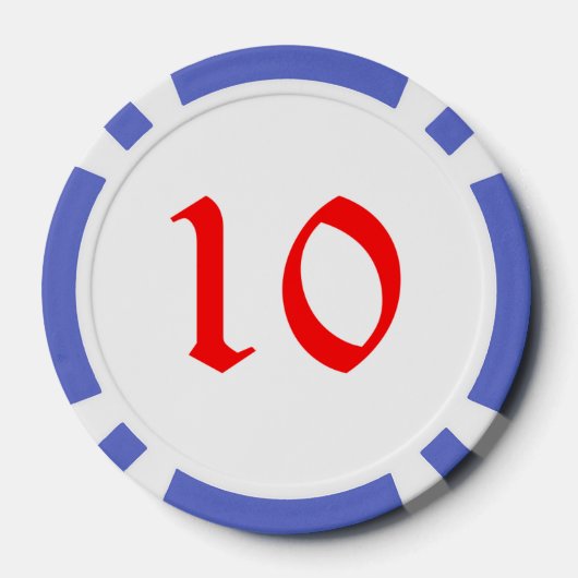Elf mit Red Box Blue 10 gestreifter Poker Chip (Rückseite)