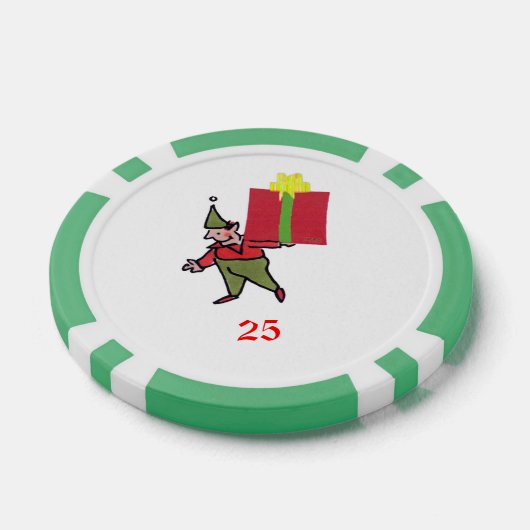 Elf mit Red Box grün 25 gestreifter Poker Chip (Einzeln)