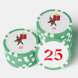 Elf mit Red Box grün 25 gestreifter Poker Chip