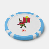 Elf mit Red Box hellblau 50 gestreifter Poker Chip (Einzeln)