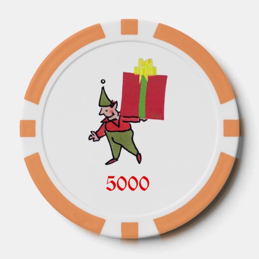 Elf mit Red Box Orange 5000 gestreifter Poker Chip (Vorderseite)