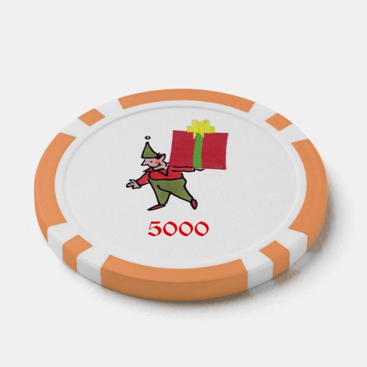 Elf mit Red Box Orange 5000 gestreifter Poker Chip (Einzeln)