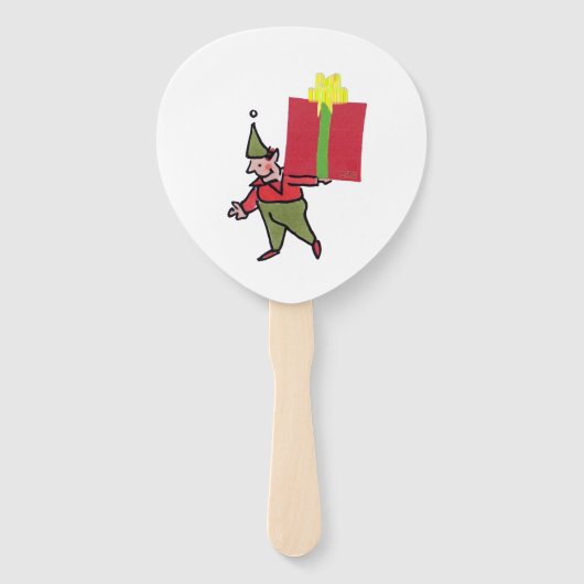 Elf Mit Rotem Kasten Handfächer (Vorderseite)